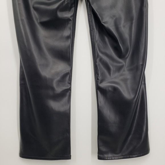 Express Vegan Leather Pants 12L LONG Faux Super High Rise Cropped Straight Black - Picture 9 of 12